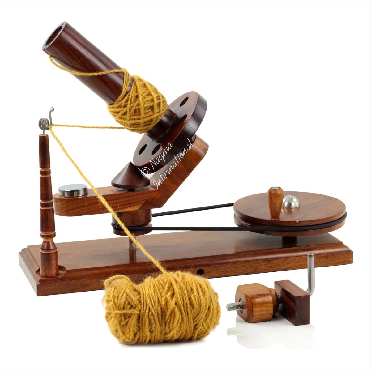 Traditional Wooden Handcrafted & Hand Operated Yarn Center Pull Ball Winder  – for Knitters and Crocheters, Rosewood Winder with Sturdy Construction